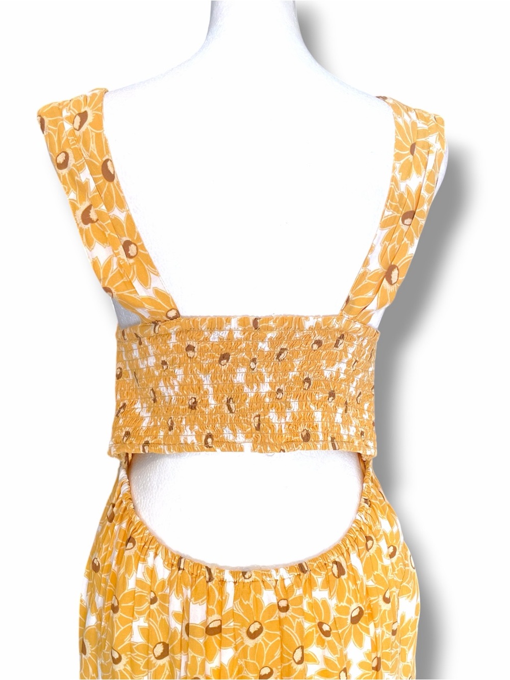 Free People Rosalee Midi Dress Yellow Floral Open Back Small NWOT Boho Vacation - Picture 8 of 16
